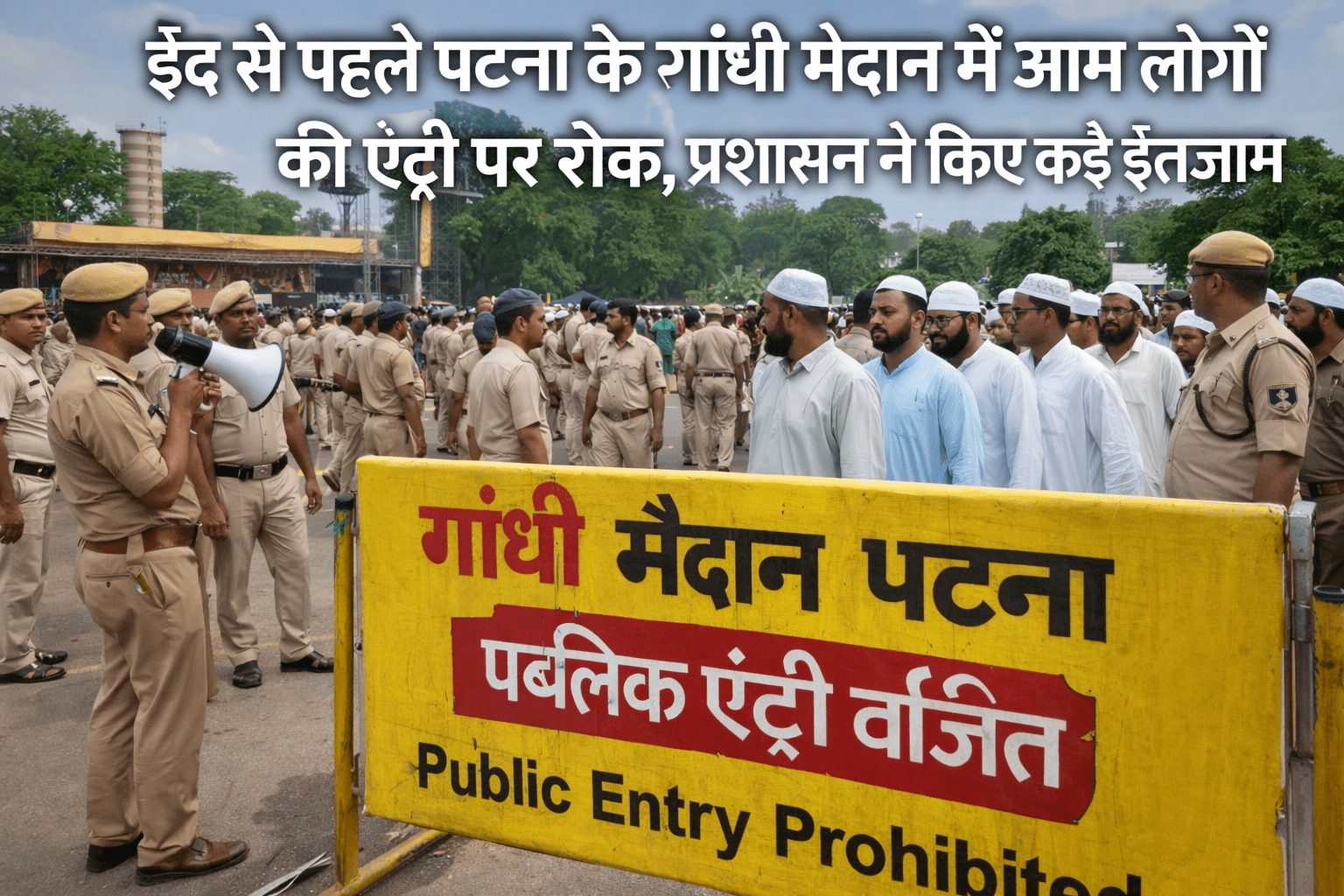 ईद की तैयारियां: गांधी मैदान में आम लोगों की एंट्री पर रोक, प्रशासन अलर्ट