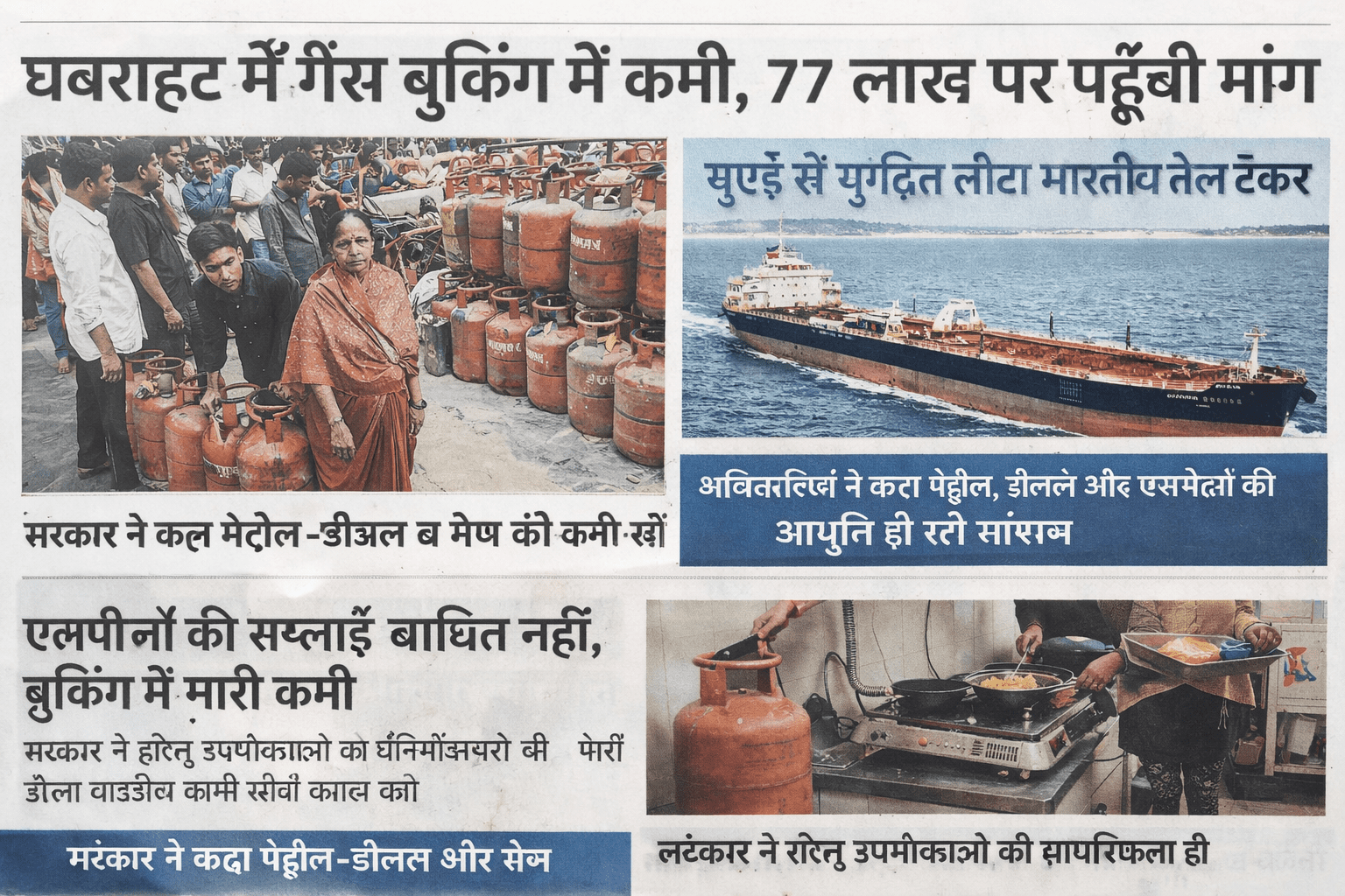 घबराहट में गैस बुकिंग में कमी, देशभर में एलपीजी की मांग 77 लाख तक घटी