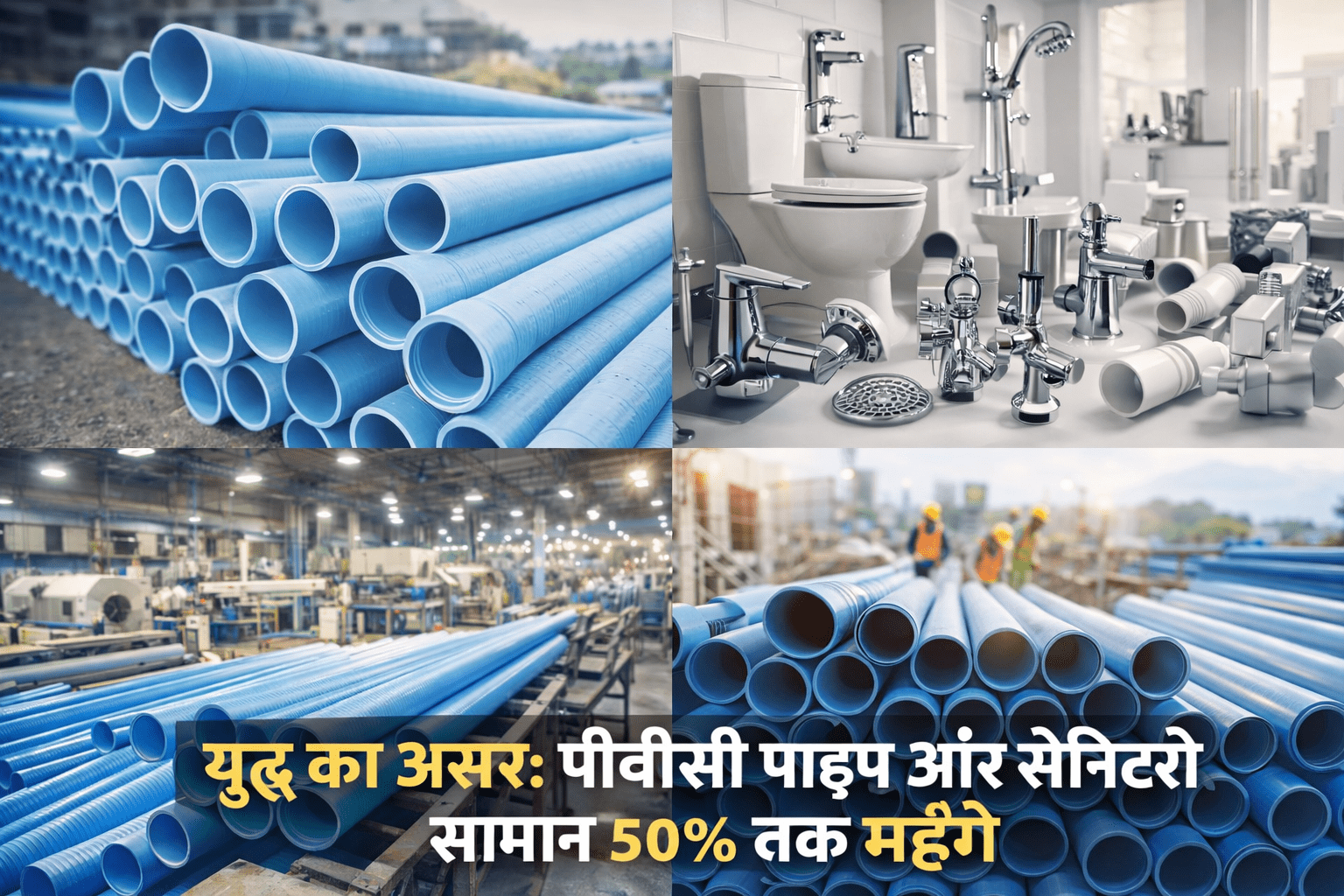 युद्ध के असर से बढ़ी महंगाई: पीवीसी पाइप और सैनिटरी सामान की कीमतों में तेज उछाल