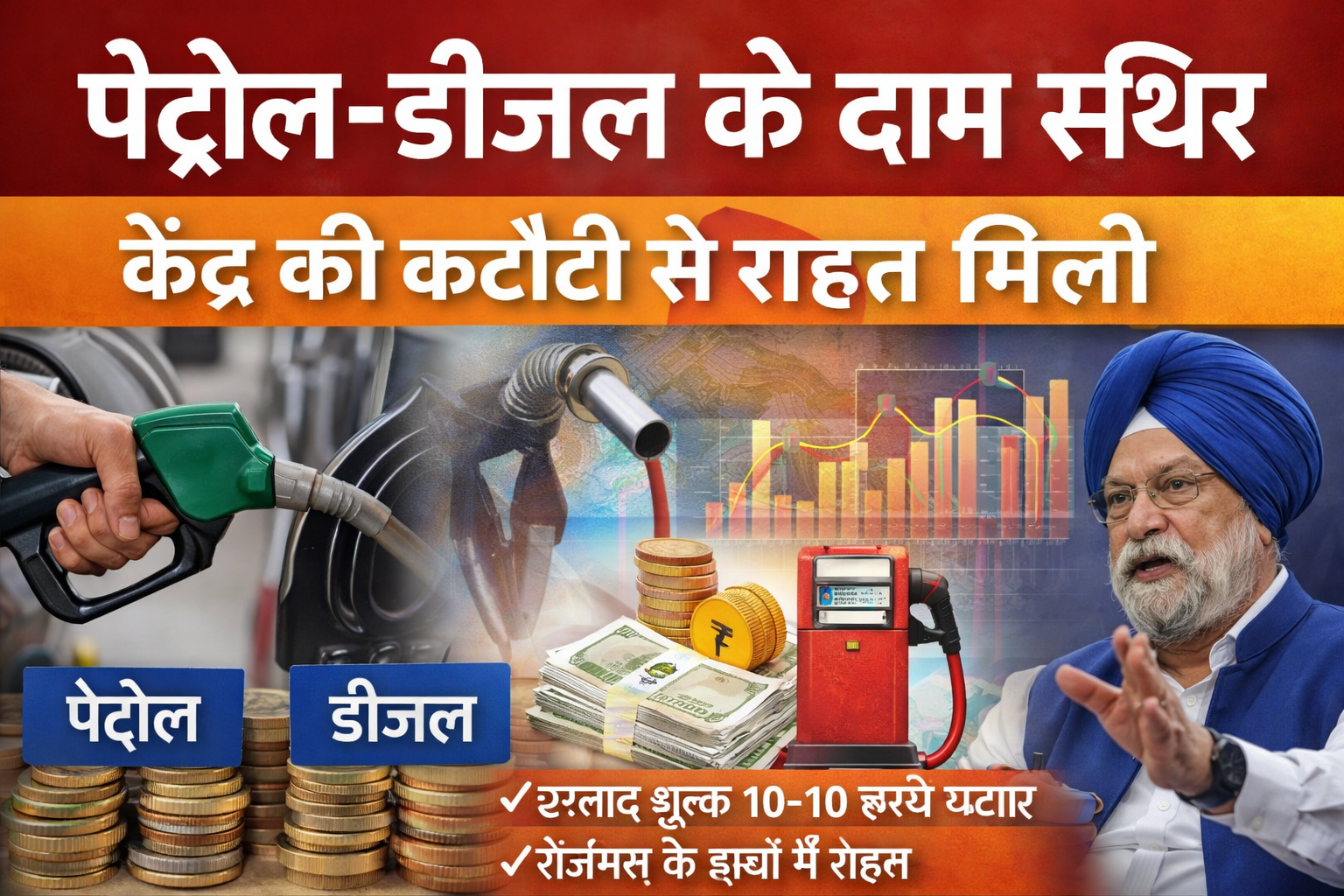 सरकार का बड़ा फैसला: पेट्रोल-डीजल के दाम फिलहाल स्थिर, आम लोगों को राहत