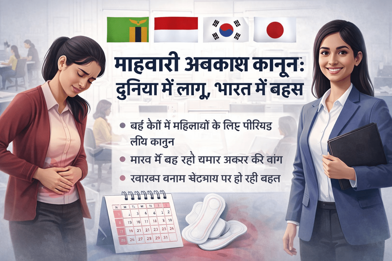 महिलाओं को नौकरी में बराबरी का हक़: कई देशों में माहवारी अवकाश कानून, भारत में भी बढ़ रही मांग