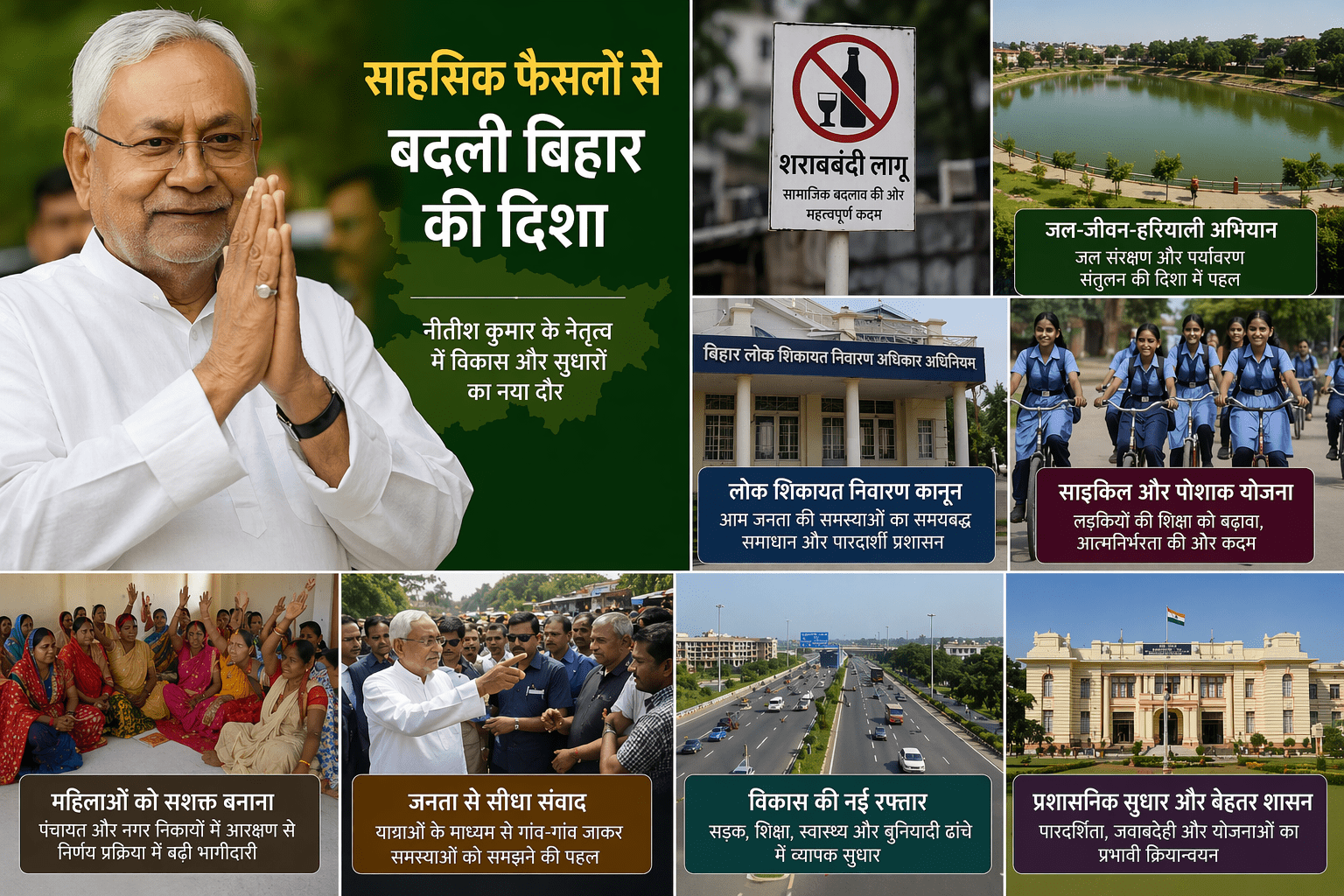📰 शीर्षक: नीतीश कुमार के फैसलों की छाप: साहसिक कदमों से बदली बिहार की राजनीति