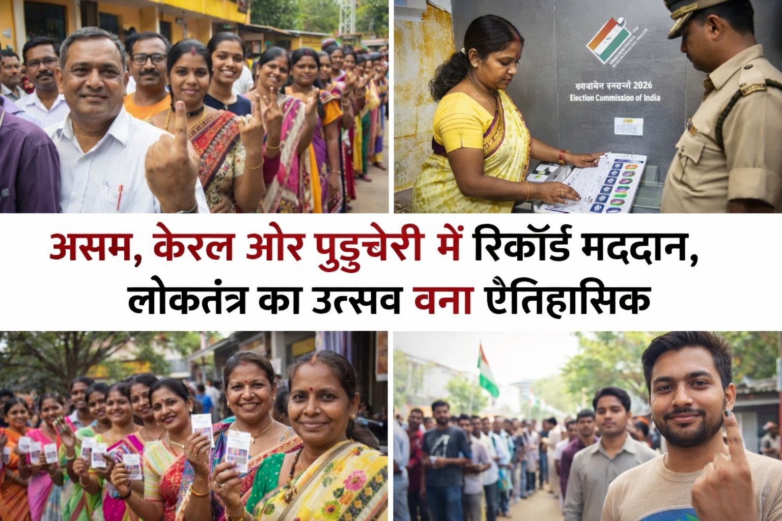 लोकतंत्र का पर्व: असम, केरल और पुडुचेरी में मतदान ने रचा नया इतिहास