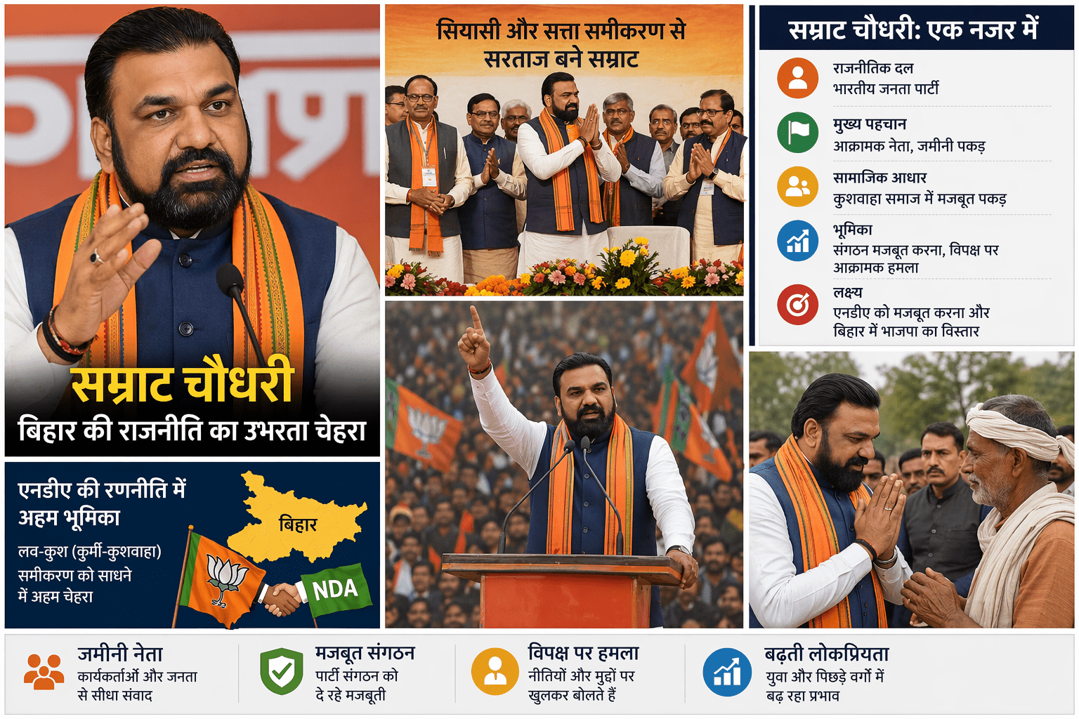 बिहार की राजनीति में उभरे सम्राट चौधरी: सत्ता समीकरणों के बीच मजबूत होती पकड़